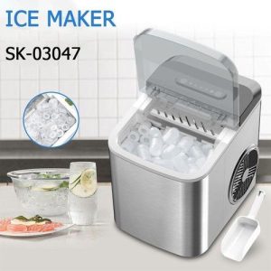 Countertop ice cube maker compact portable machine producing ice cubes quickly for home or office use