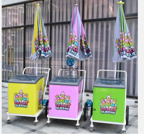 Commercial ice cream trolley freezer for street vendors